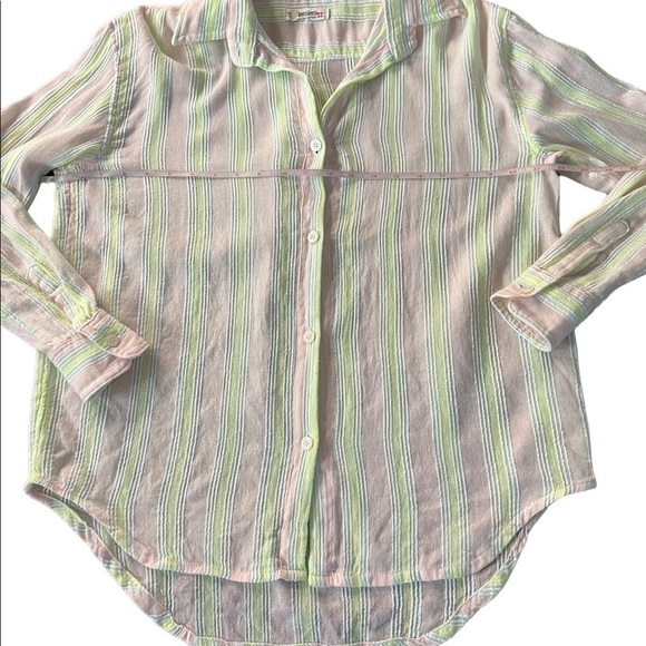 LEMLEM WOMENS LONG SLEEVE STRIPED BLUSH/YELLOW BLOUSE ESTIMATED SIZE LARGE - Picture 6 of 10